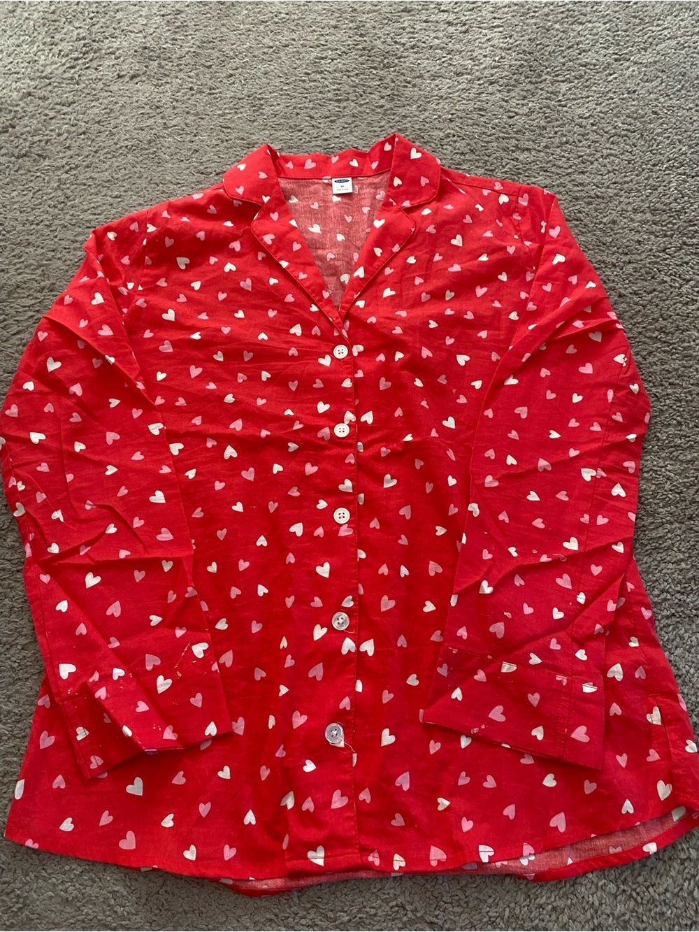 Old Navy Red Heart-Print Pajama Shirt